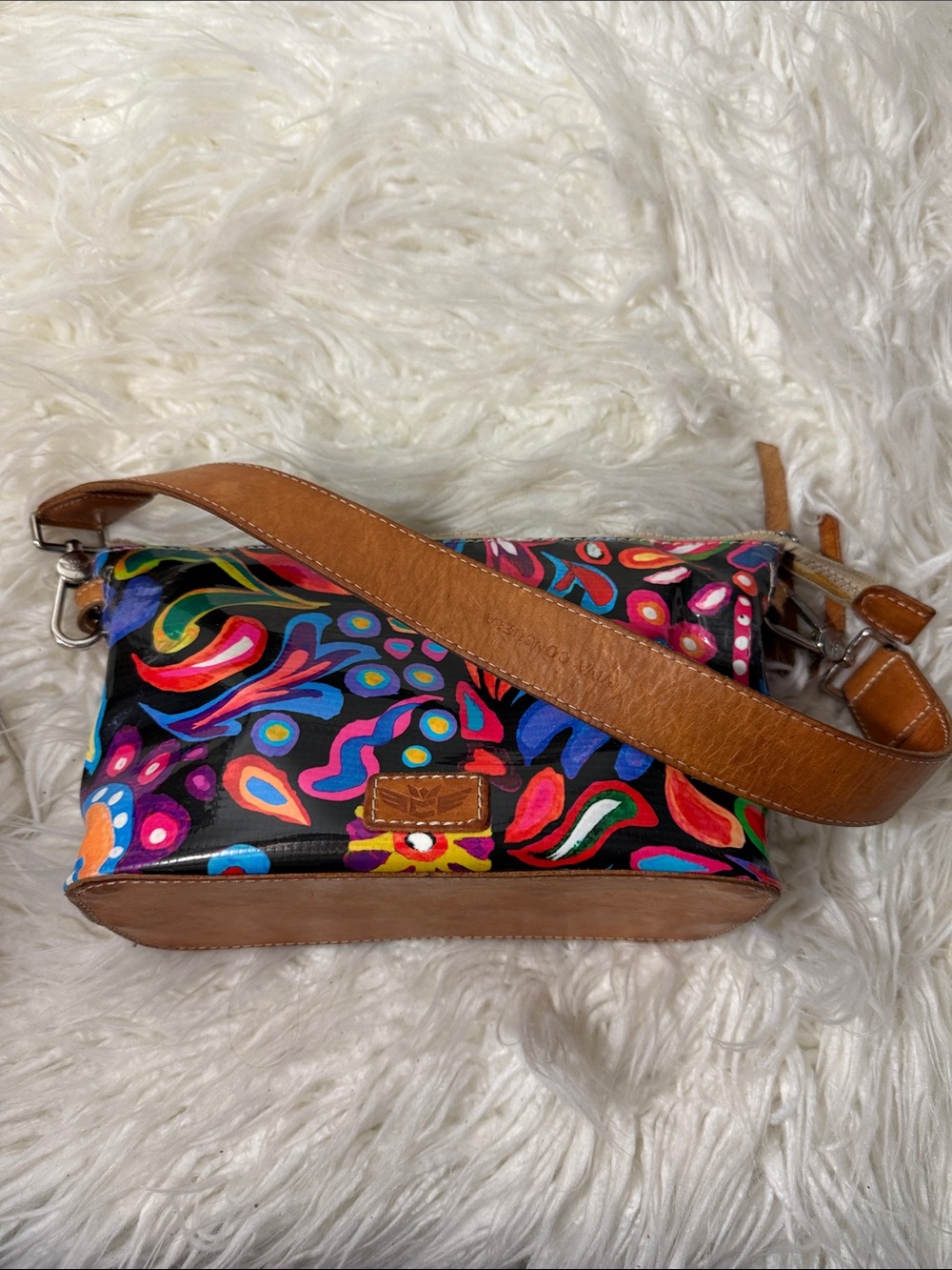 Consuela Sophie Pouch Floral Pattern Shoulder Bag in Black and Tan small - Picture 11 of 13